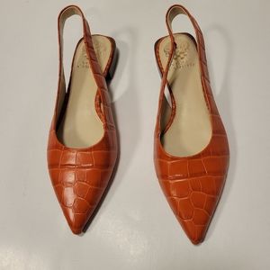 Vince Camuto Orange Croc-Embossed Flats